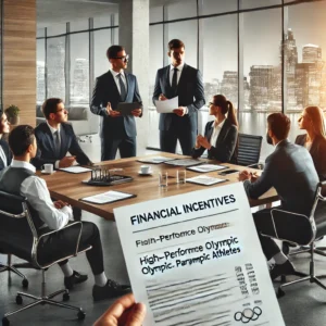 DALL·E 2025-02-15 12.23.25 - A professional business meeting in a modern office where a group of executives and legal advisors are discussing financial incentives for high-perform