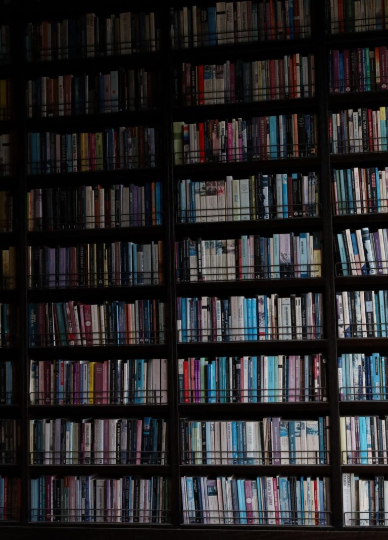 Estantería de biblioteca con libros